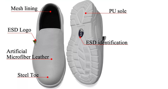 Пальца ноги ботинок ESD чистой комнаты ботинок безопасности анти- статического стального Breathable