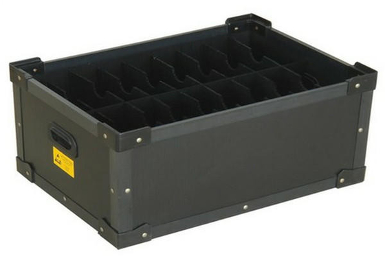 Противоударный ящик для хранения листа PP Corflute черноты 1-10mm ESD противостатический рифленый проводной