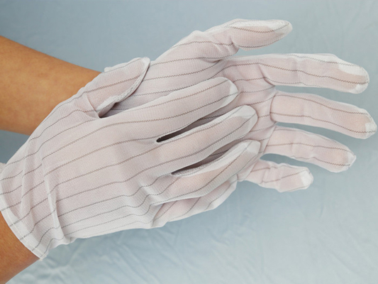 Нашивка перчаток ткани ESD чистой комнаты 100% полиэстер двойная бортовая