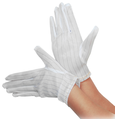 Электронная промышленность чистой комнаты перчаток работы ESD полиэстера нашивки безопасности белая противостатическая