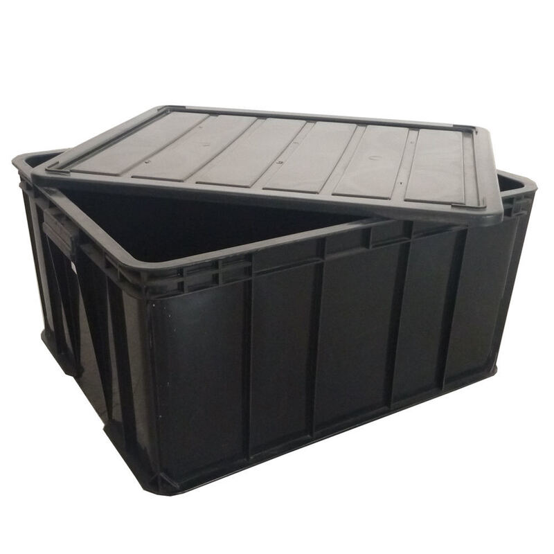 ESD Plastic Storage Box with Lid – Conductive & Anti-Static Crate